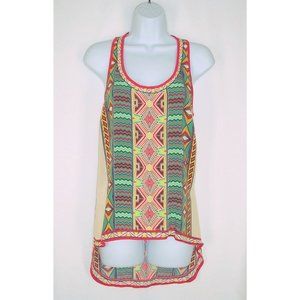 Flying Tomato Tank S Boho Geometric Racerback Hi Lo Hem Rayon